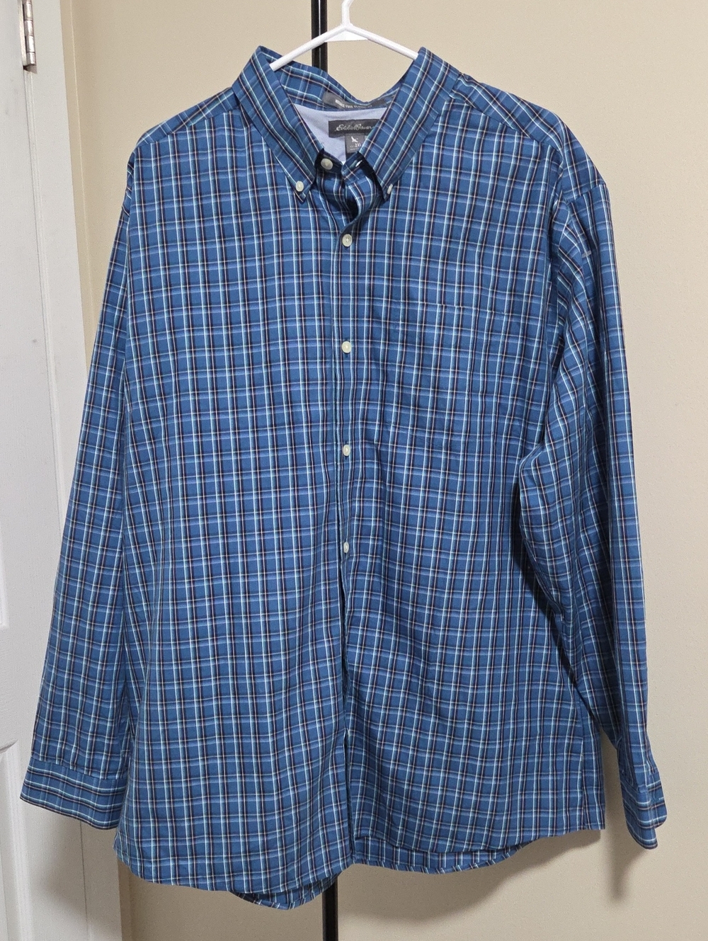 Eddie Bauer Blue Plaid Button-Down Shirt - Men's